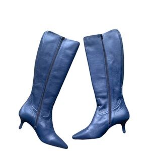 Girotti Handmade in Italy 40/US 9 Blue Genuine Soft Leather Kitten Heel Boots